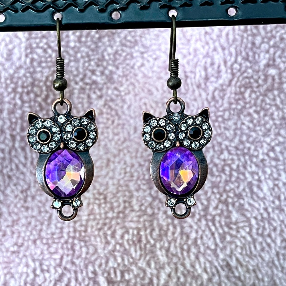 Crystal Owl Earrings
